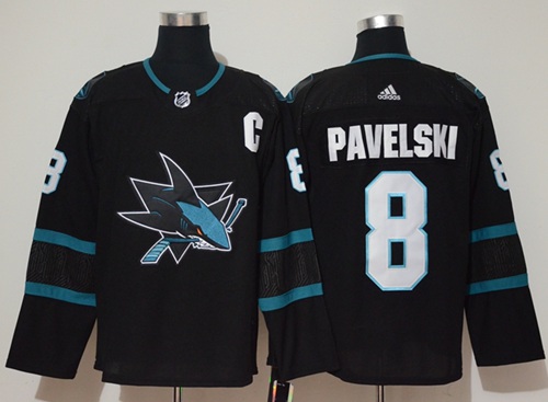 Adidas Men San Jose Sharks 8 Joe Pavelski Black Alternate Authentic Stitched NHL Jersey